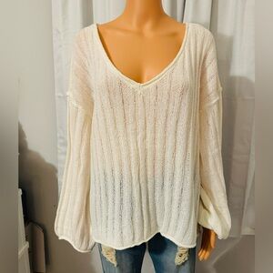 Pretty POL size S white oversized year round v-neck sweater women new